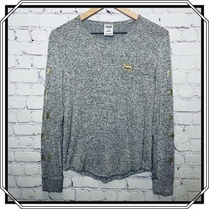 PINK Victoria's Secret Long Sleeve Gray Sleepwear Shirt Size Medium